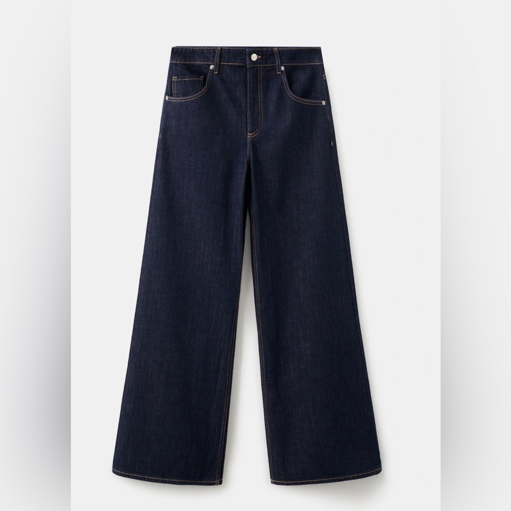 Zara  Extra Wide-Leg High-Rise Jeans  dark wash size 40  (36x31”)
